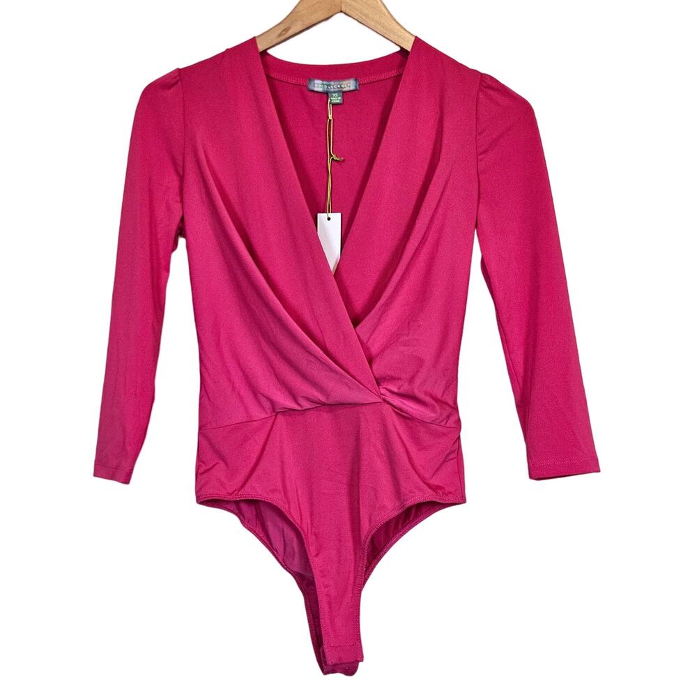 Good Luck Gem‎ Pink Bodysuit 3/4 Sleeves Women's X-Small Barbiecore Glam Party